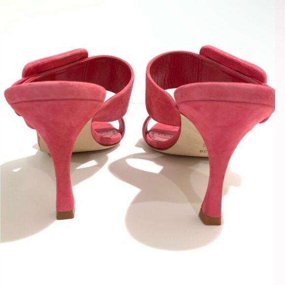 Manolo Blahnik Gable Suede Open Toe Buckle Mules in Dred Size 36 MSRP $845 - Picture 8 of 9